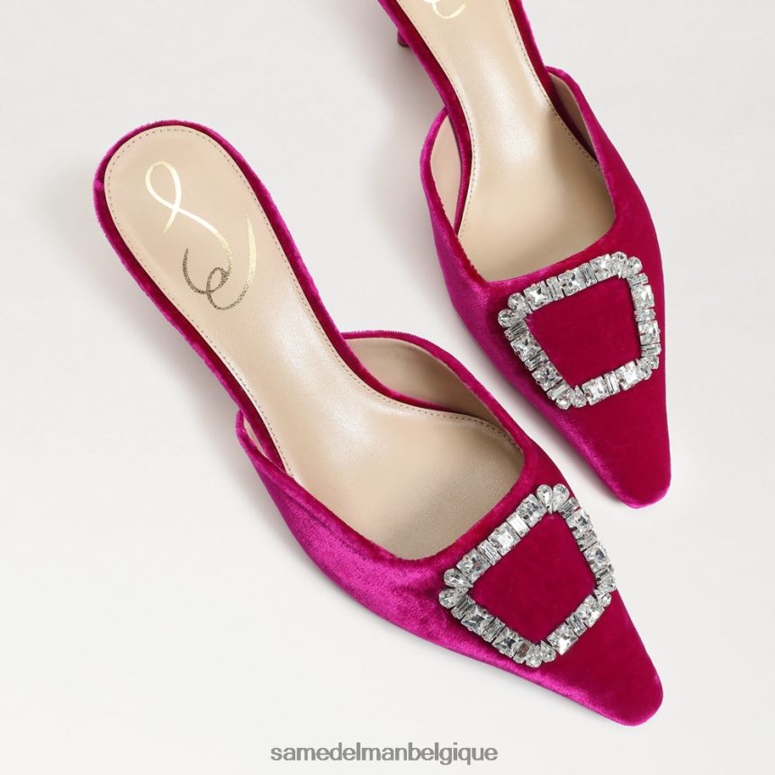 mule brit à petit talon Sam Edelman femmes velours framboise JZ0XZ0431 chaussure