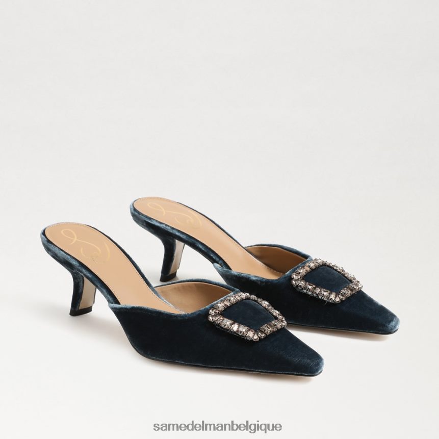 mule brit à petit talon Sam Edelman femmes velours saphir profond JZ0XZ0433 chaussure