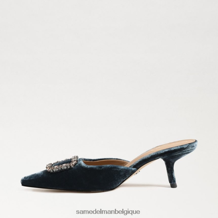 mule brit à petit talon Sam Edelman femmes velours saphir profond JZ0XZ0433 chaussure