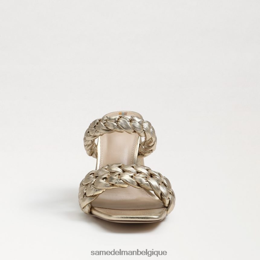 mules à talons carrés Kendra Sam Edelman femmes cuir à la feuille d'or JZ0XZ0804 chaussure