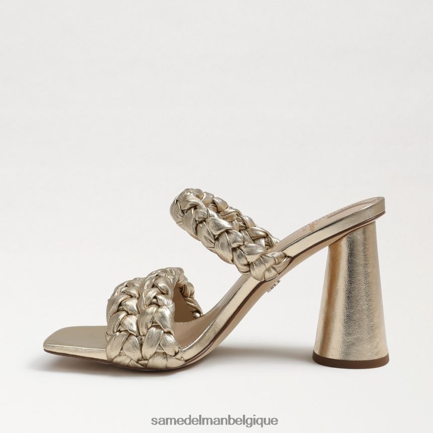 mules à talons carrés Kendra Sam Edelman femmes cuir à la feuille d'or JZ0XZ0804 chaussure