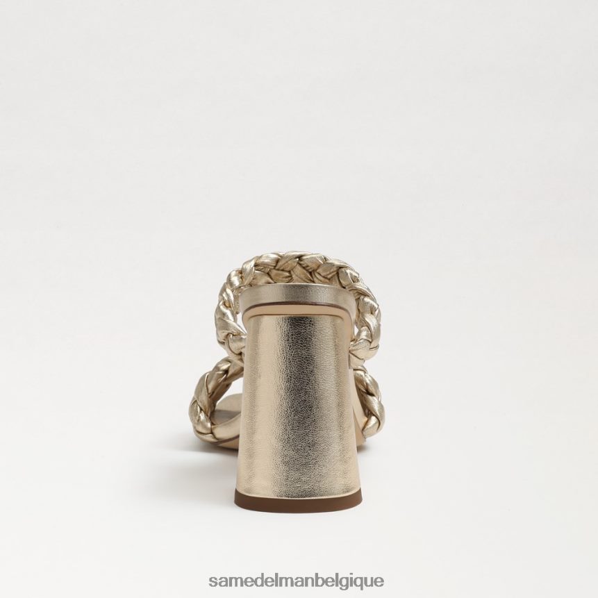 mules à talons carrés Kendra Sam Edelman femmes cuir à la feuille d'or JZ0XZ0804 chaussure