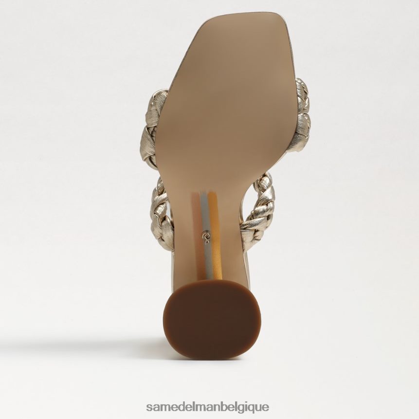 mules à talons carrés Kendra Sam Edelman femmes cuir à la feuille d'or JZ0XZ0804 chaussure