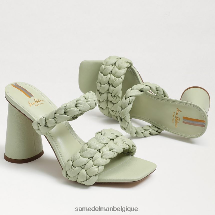 mules à talons carrés Kendra Sam Edelman femmes cuir pistache JZ0XZ0803 chaussure