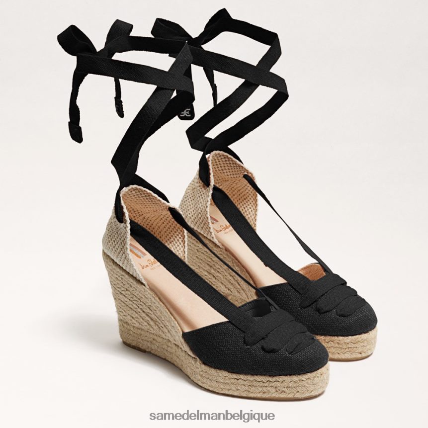 sandale compensée espadrille margherita Sam Edelman femmes Suède noir JZ0XZ087 chaussure