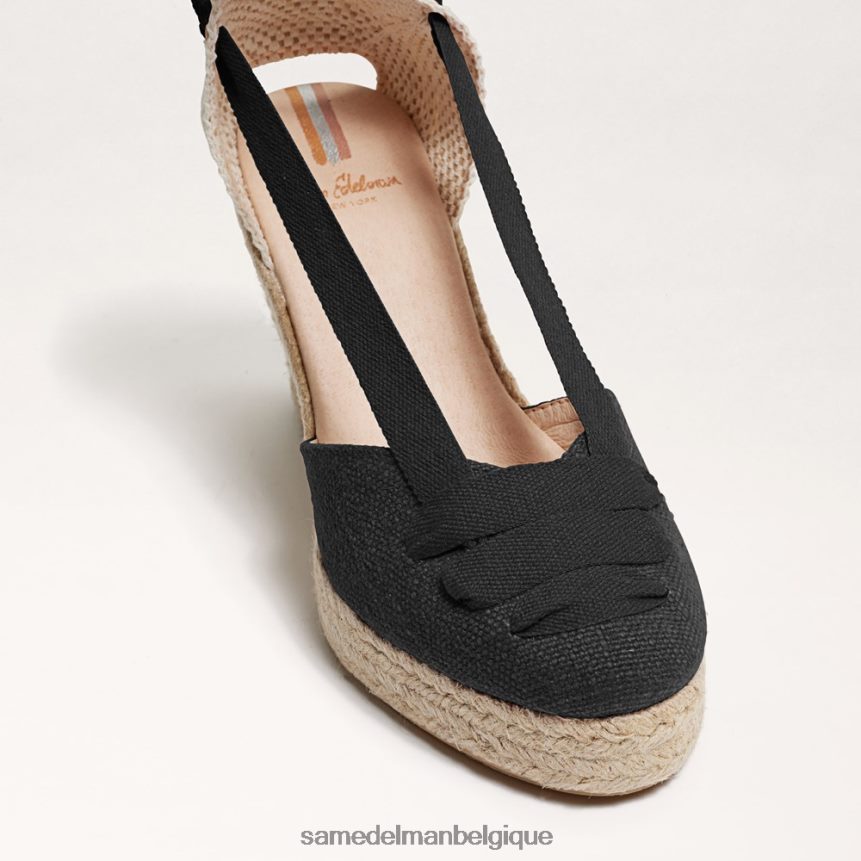 sandale compensée espadrille margherita Sam Edelman femmes Suède noir JZ0XZ087 chaussure