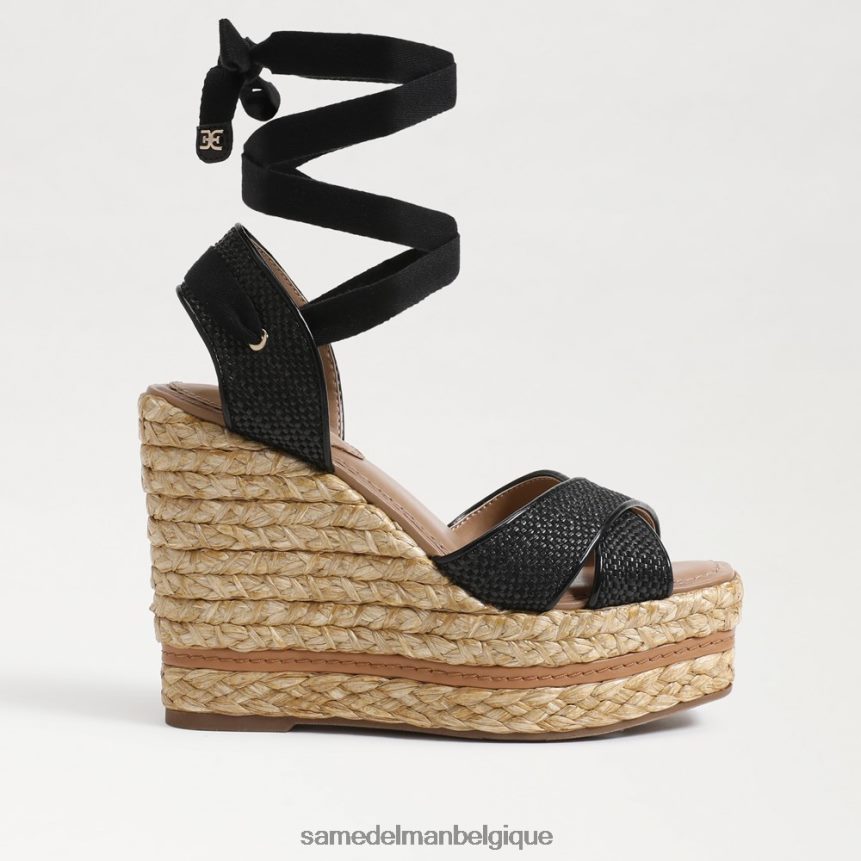 sandale compensée espadrille vaughn Sam Edelman femmes tissage noir JZ0XZ0245 chaussure