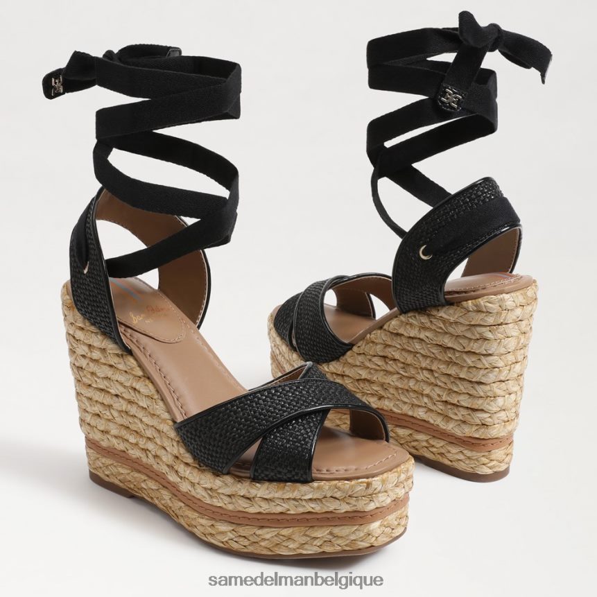 sandale compensée espadrille vaughn Sam Edelman femmes tissage noir JZ0XZ0245 chaussure