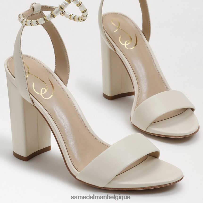 sandale à talon bloc yanelli Sam Edelman femmes cuir ivoire moderne JZ0XZ0857 chaussure
