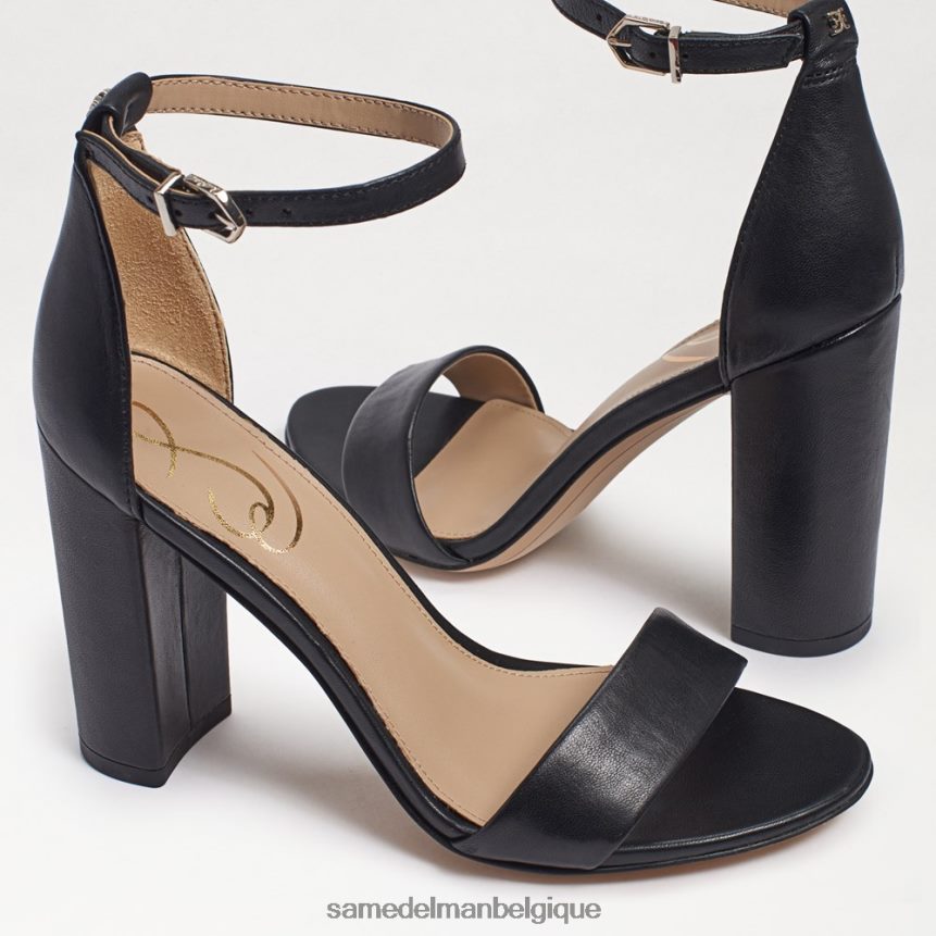 sandale à talon carré yaro Sam Edelman femmes Cuir noir JZ0XZ0325 chaussure
