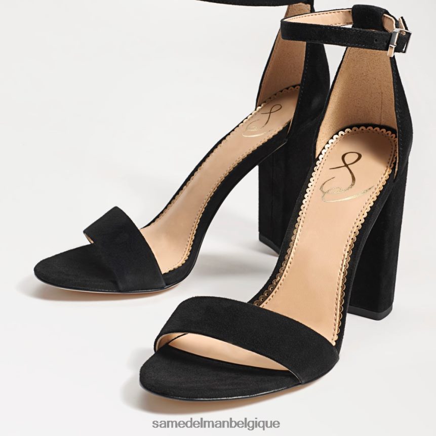 sandale à talon carré yaro Sam Edelman femmes Suède noir JZ0XZ0338 chaussure