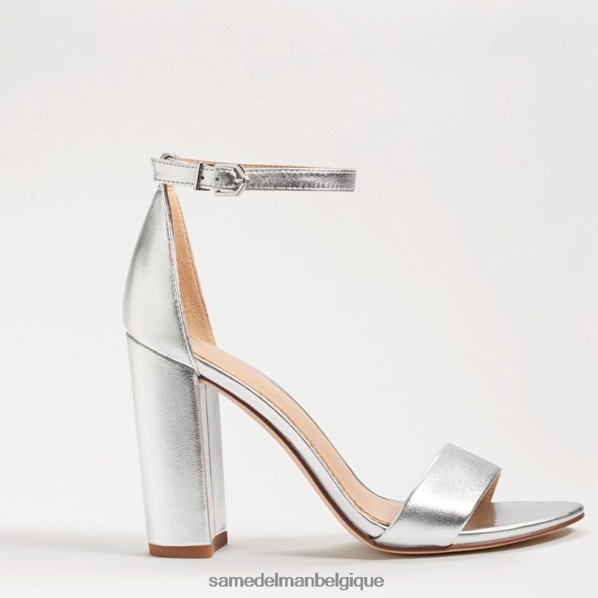 sandale à talon carré yaro Sam Edelman femmes cuir argenté JZ0XZ0327 chaussure