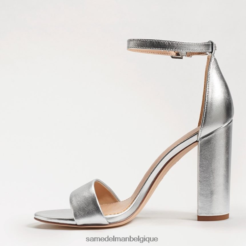 sandale à talon carré yaro Sam Edelman femmes cuir argenté JZ0XZ0327 chaussure