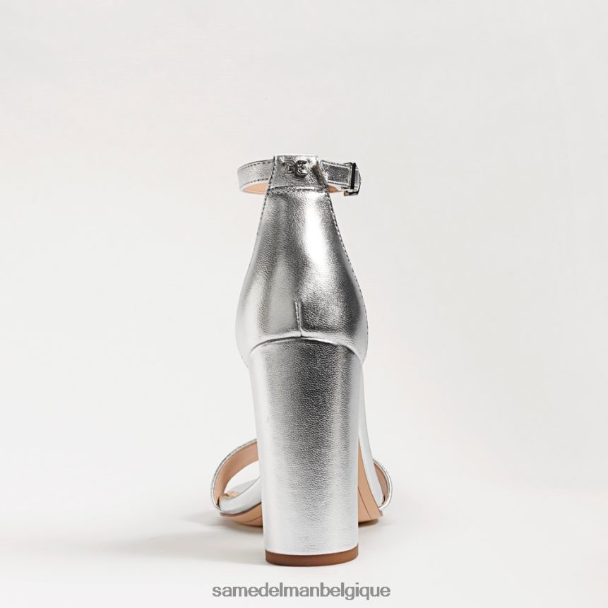 sandale à talon carré yaro Sam Edelman femmes cuir argenté JZ0XZ0327 chaussure