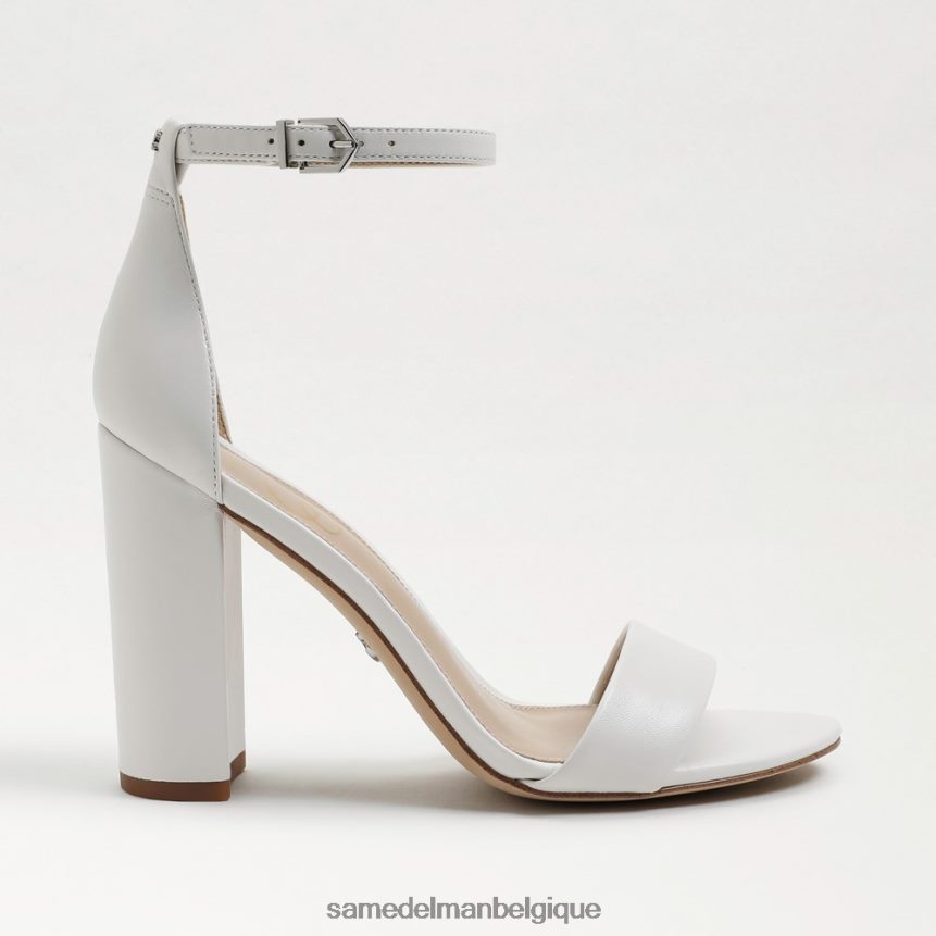 sandale à talon carré yaro Sam Edelman femmes cuir blanc brillant JZ0XZ0328 chaussure