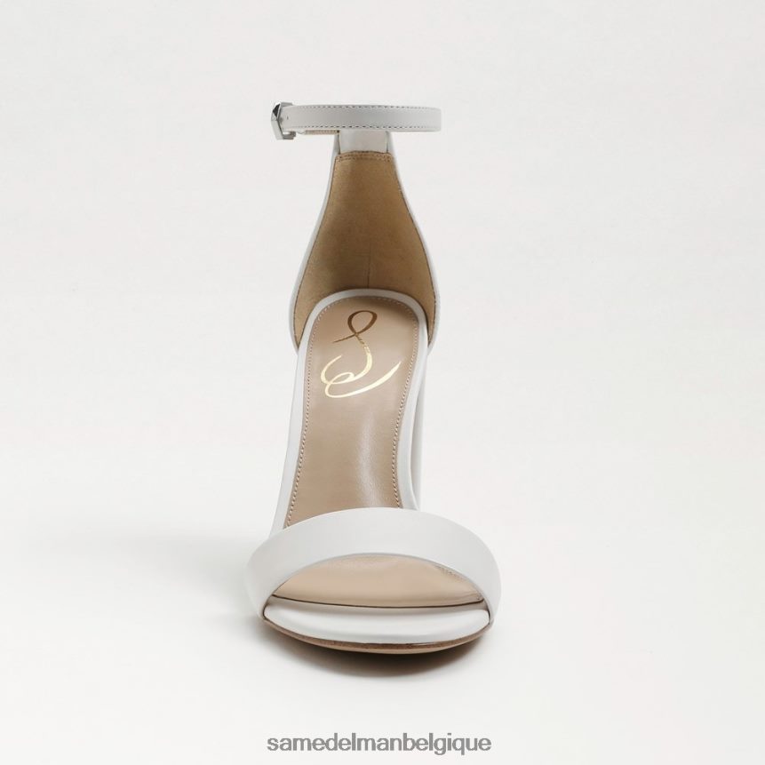 sandale à talon carré yaro Sam Edelman femmes cuir blanc brillant JZ0XZ0328 chaussure
