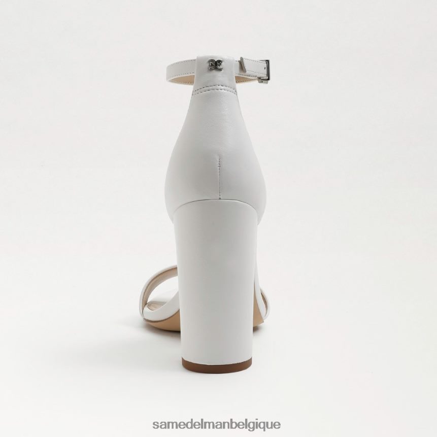 sandale à talon carré yaro Sam Edelman femmes cuir blanc brillant JZ0XZ0328 chaussure