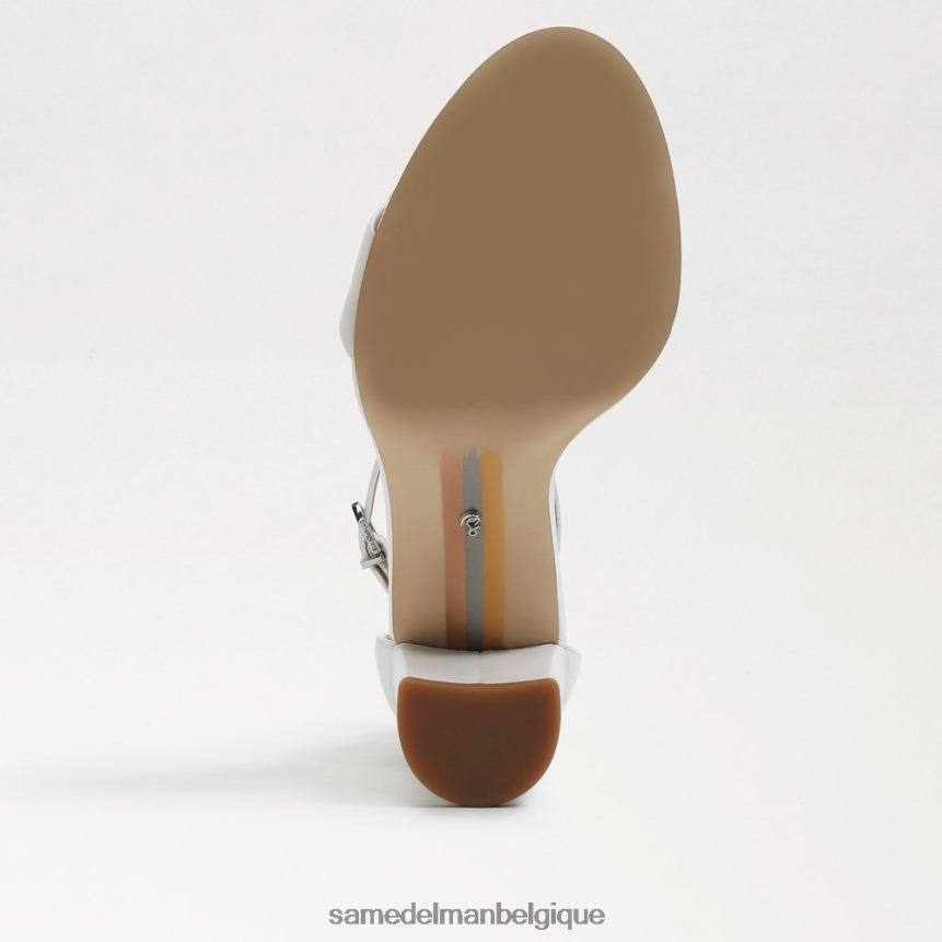 sandale à talon carré yaro Sam Edelman femmes cuir blanc brillant JZ0XZ0328 chaussure