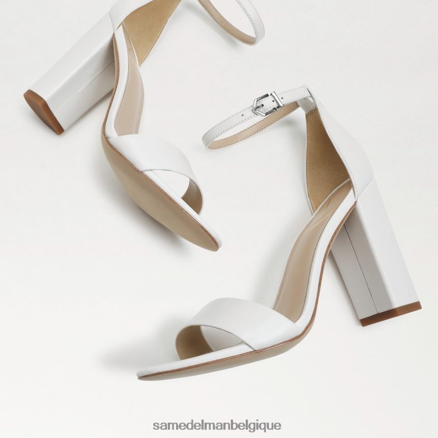 sandale à talon carré yaro Sam Edelman femmes cuir blanc brillant JZ0XZ0328 chaussure
