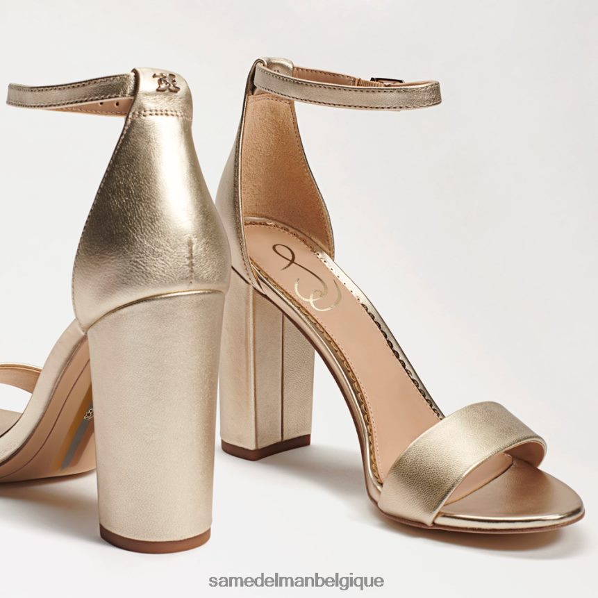sandale à talon carré yaro Sam Edelman femmes cuir doré clair JZ0XZ0324 chaussure