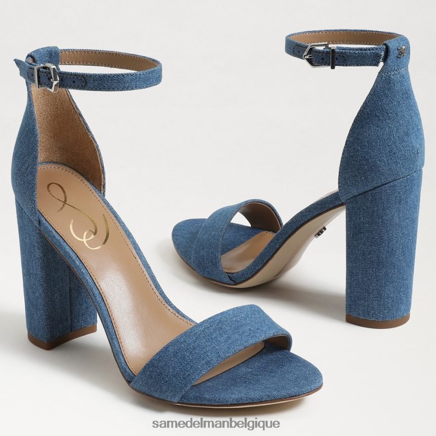 sandale à talon carré yaro Sam Edelman femmes indigo lavé JZ0XZ0320 chaussure