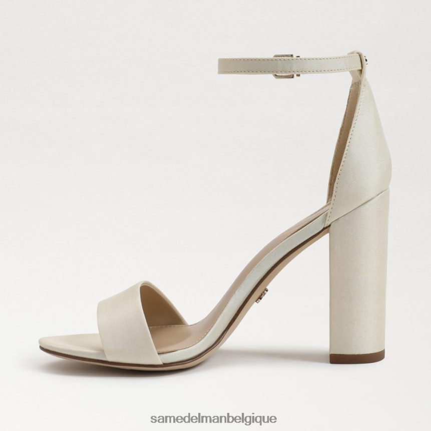 sandale à talon carré yaro Sam Edelman femmes soie ivoire perlé JZ0XZ0321 chaussure