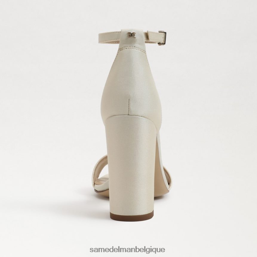 sandale à talon carré yaro Sam Edelman femmes soie ivoire perlé JZ0XZ0321 chaussure