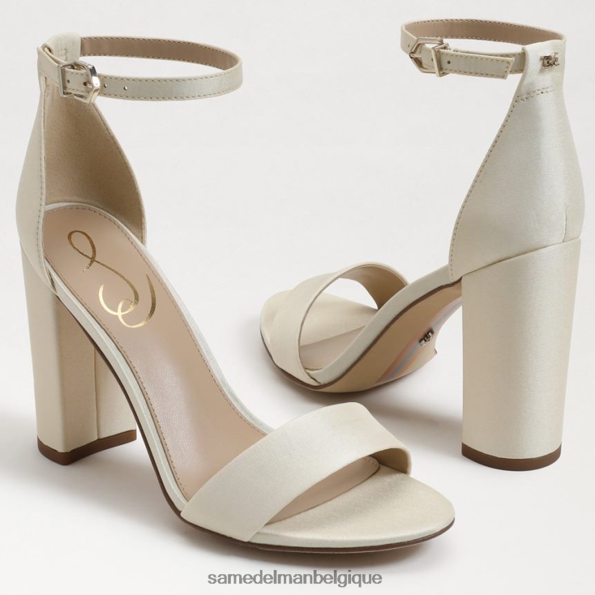 sandale à talon carré yaro Sam Edelman femmes soie ivoire perlé JZ0XZ0321 chaussure