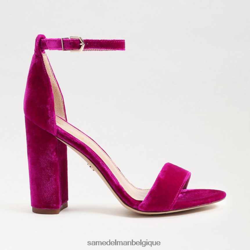 sandale à talon carré yaro Sam Edelman femmes velours framboise JZ0XZ0318 chaussure