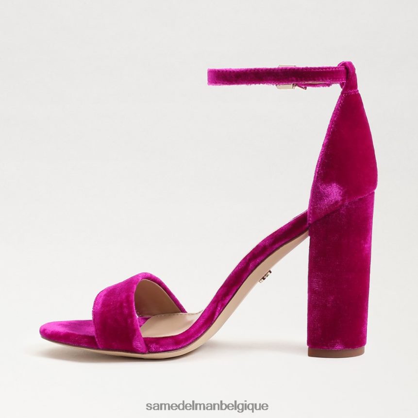 sandale à talon carré yaro Sam Edelman femmes velours framboise JZ0XZ0318 chaussure