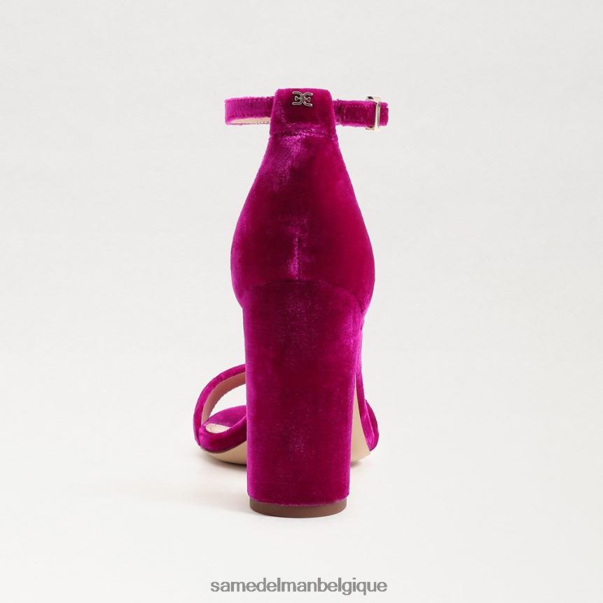 sandale à talon carré yaro Sam Edelman femmes velours framboise JZ0XZ0318 chaussure