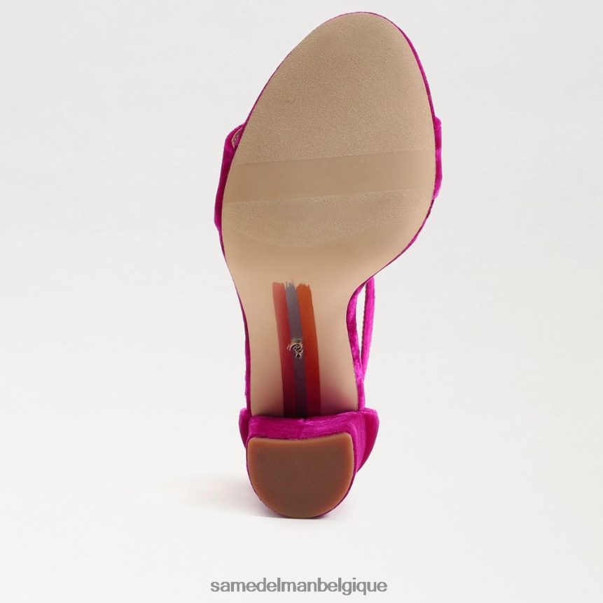 sandale à talon carré yaro Sam Edelman femmes velours framboise JZ0XZ0318 chaussure