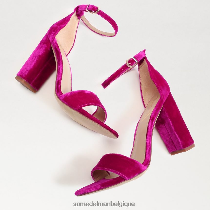 sandale à talon carré yaro Sam Edelman femmes velours framboise JZ0XZ0318 chaussure