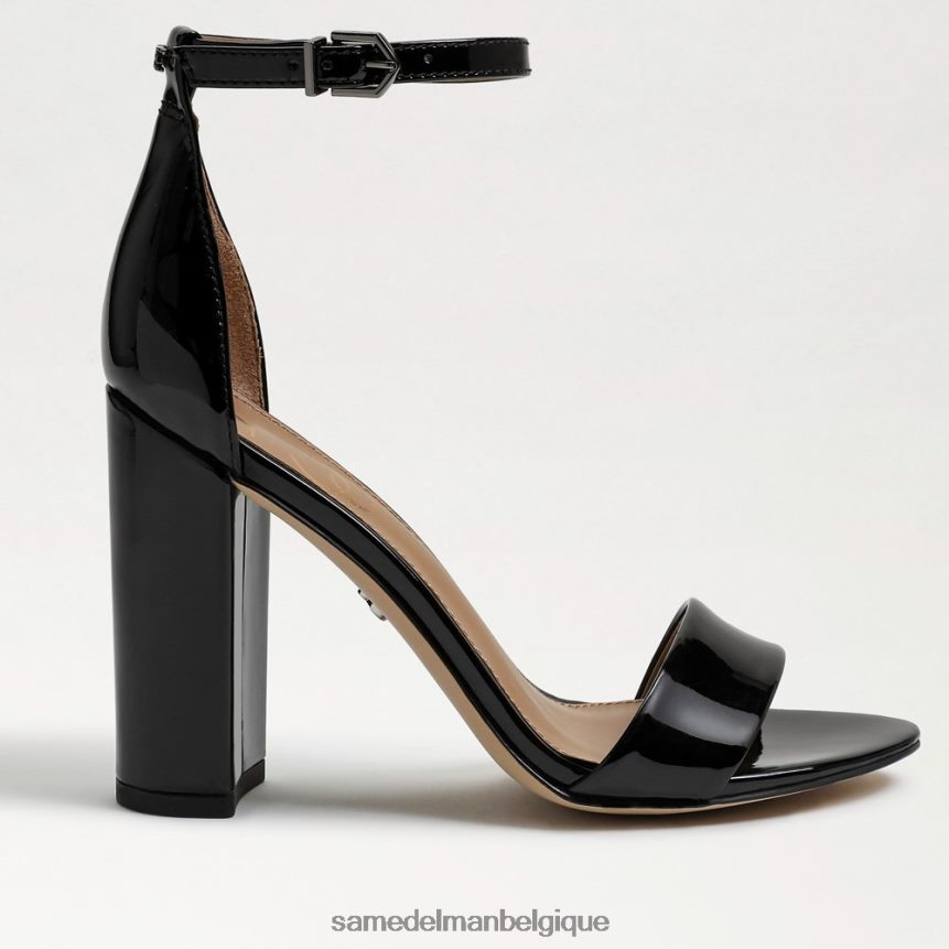 sandale à talon carré yaro Sam Edelman femmes vernis noir JZ0XZ0336 chaussure