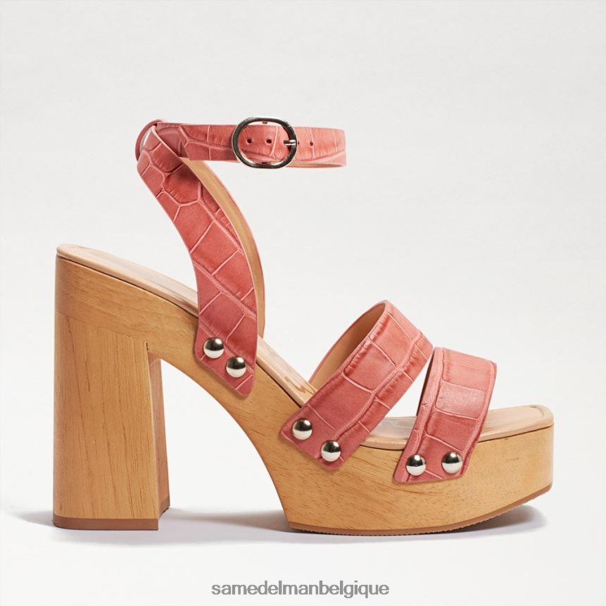 sandale à talon plateforme rosalind Sam Edelman femmes croco terra rose JZ0XZ0801 chaussure