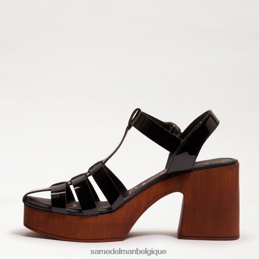 talon bloc plateforme margritte Sam Edelman femmes vernis noir JZ0XZ0660 chaussure