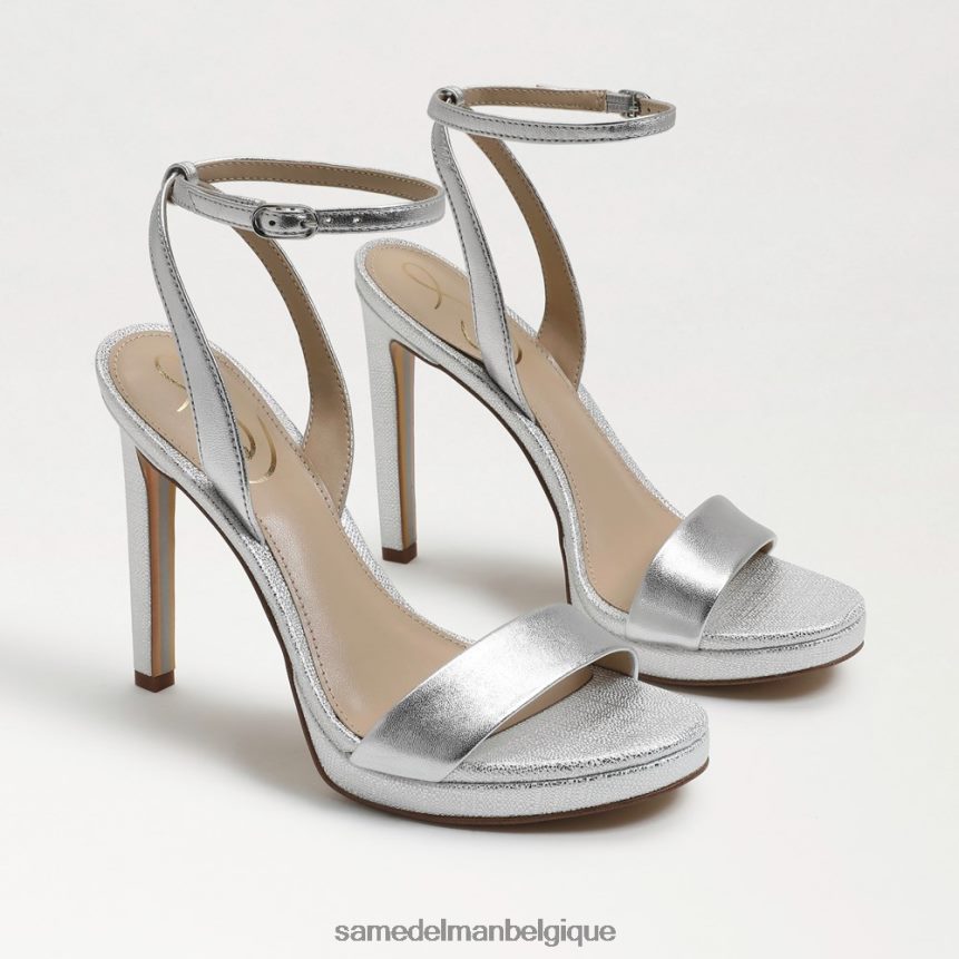 talon à bride de cheville en jade Sam Edelman femmes cuir argenté souple JZ0XZ0385 chaussure