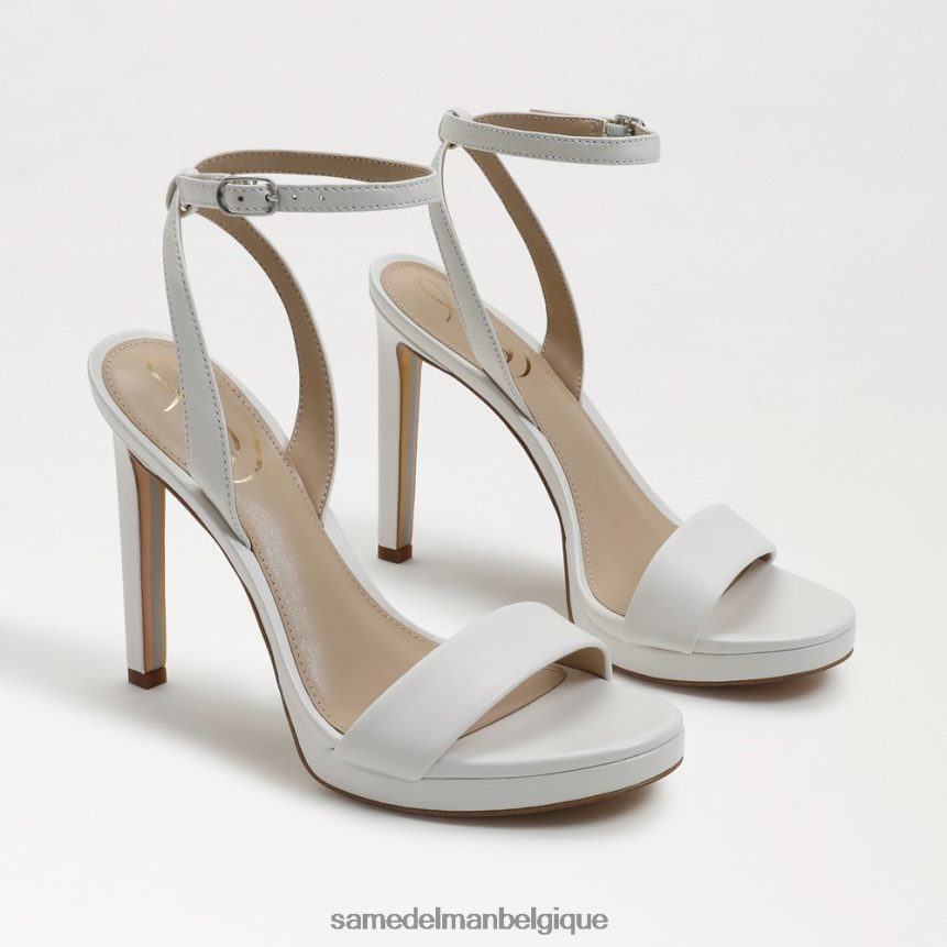 talon à bride de cheville en jade Sam Edelman femmes cuir blanc brillant JZ0XZ0387 chaussure
