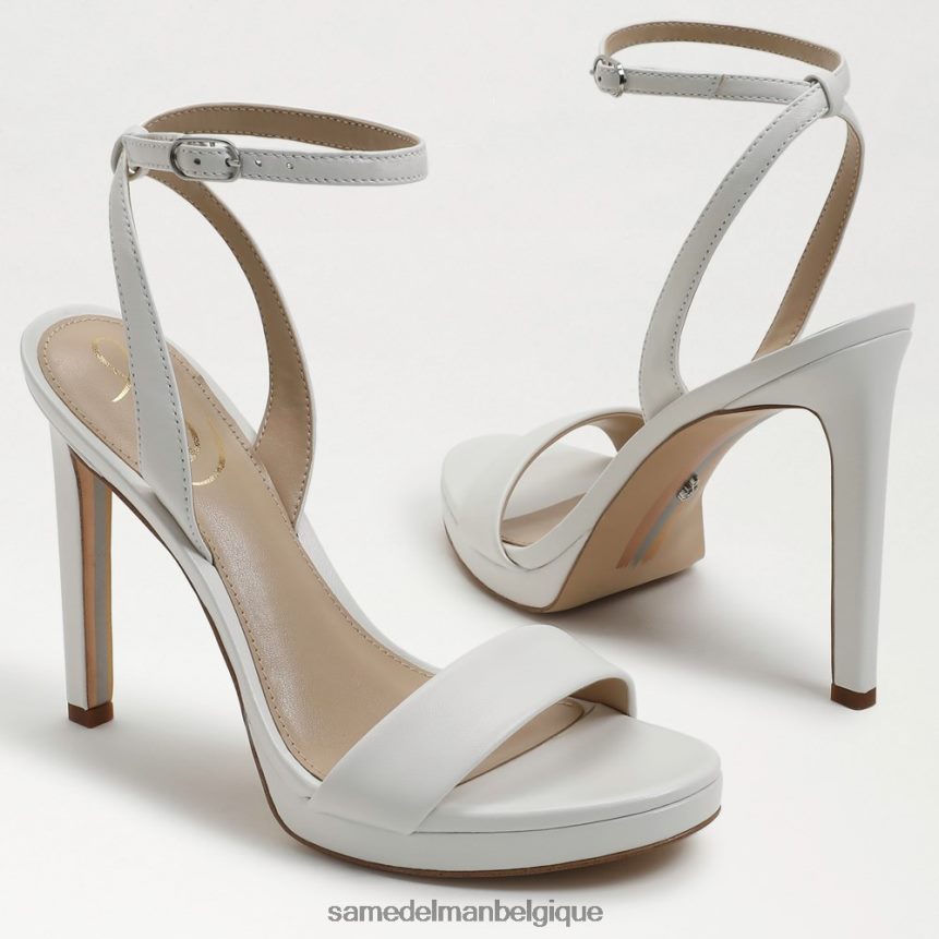 talon à bride de cheville en jade Sam Edelman femmes cuir blanc brillant JZ0XZ0387 chaussure