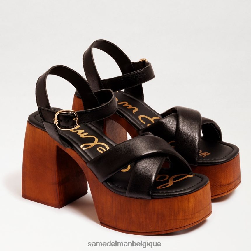 talon carré à plateforme Suzannah Sam Edelman femmes Cuir noir JZ0XZ0567 chaussure