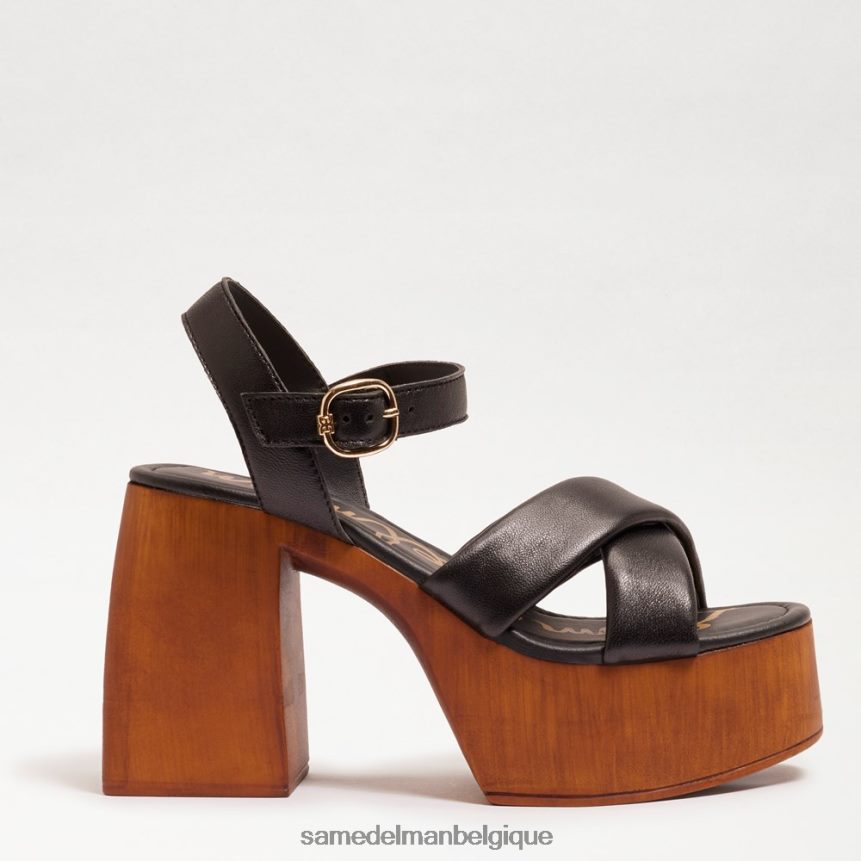 talon carré à plateforme Suzannah Sam Edelman femmes Cuir noir JZ0XZ0567 chaussure