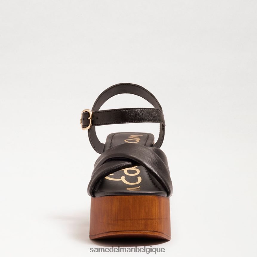 talon carré à plateforme Suzannah Sam Edelman femmes Cuir noir JZ0XZ0567 chaussure