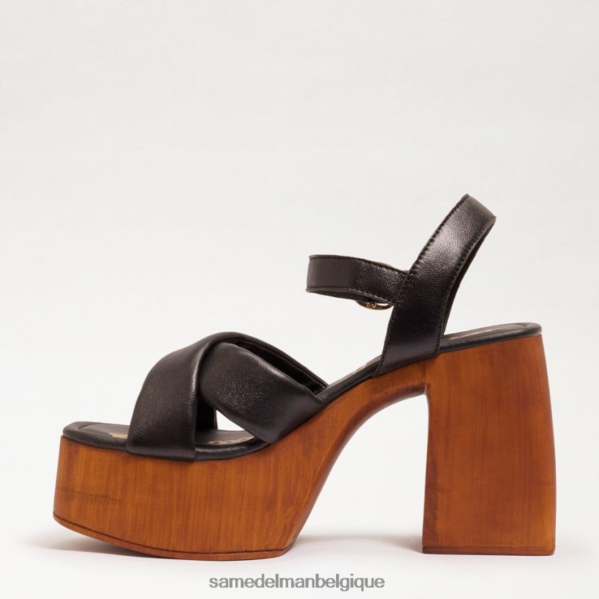 talon carré à plateforme Suzannah Sam Edelman femmes Cuir noir JZ0XZ0567 chaussure