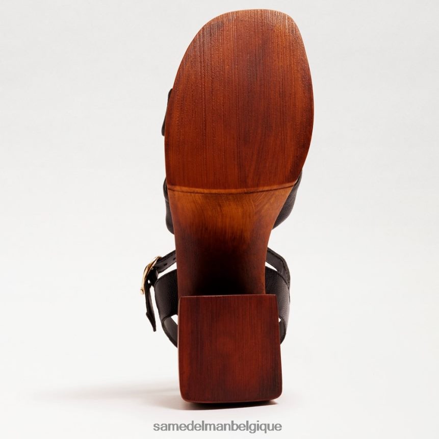 talon carré à plateforme Suzannah Sam Edelman femmes Cuir noir JZ0XZ0567 chaussure