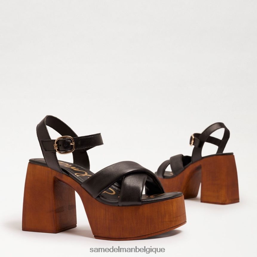 talon carré à plateforme Suzannah Sam Edelman femmes Cuir noir JZ0XZ0567 chaussure