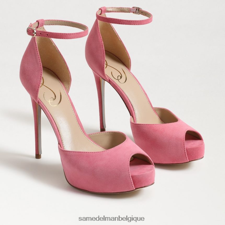 talon plateforme peep toe florence Sam Edelman femmes daim rose carmin JZ0XZ0769 chaussure