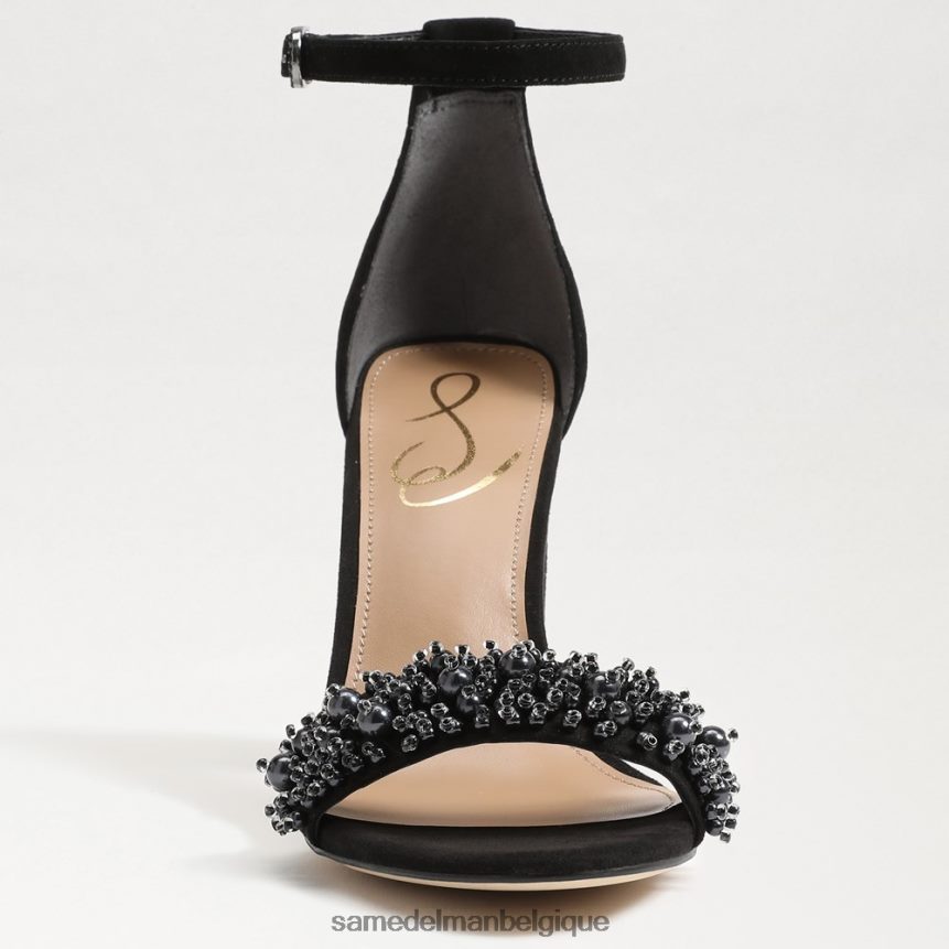 yaro perla sandale à talon carré Sam Edelman femmes Suède noir JZ0XZ0619 chaussure