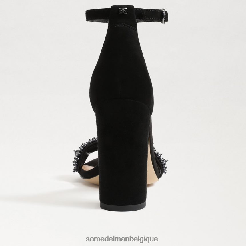 yaro perla sandale à talon carré Sam Edelman femmes Suède noir JZ0XZ0619 chaussure