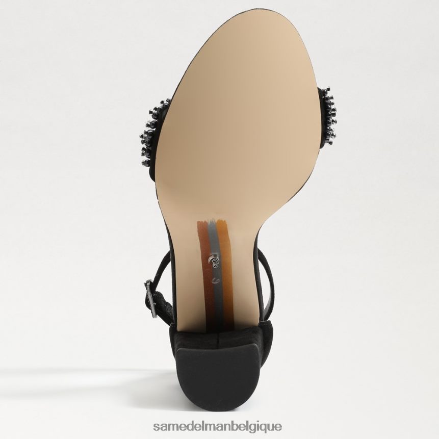 yaro perla sandale à talon carré Sam Edelman femmes Suède noir JZ0XZ0619 chaussure