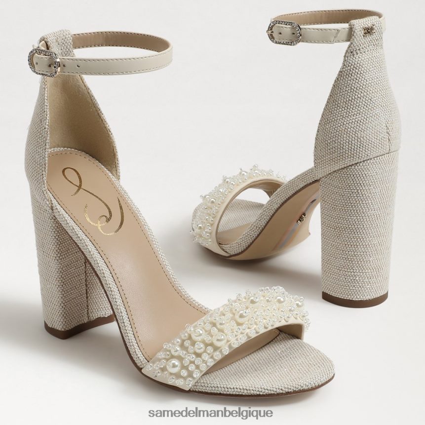 yaro perla sandale à talon carré Sam Edelman femmes ivoire moderne JZ0XZ0618 chaussure